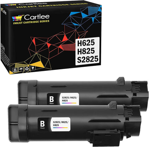 Cartlee 2 Black Compatible High Yield Laser Toner Cartridges Replacement for Dell H625cdw H825cdw S2825cdn H625 H825 s2825 Smart Color Multifunction Printers Ink