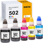 INKNI Compatible Ink Bottle Replacement for Epson 502 T502 Refill Ink ET-2760 ET-4760 ET-3710 ET-3760 ET-2700 ET-2750 ET-3700 ET-3750 ET-4750 ST-2000 ST-3000 Printer (Black,Cyan,Magenta,Yellow,5-Pack)