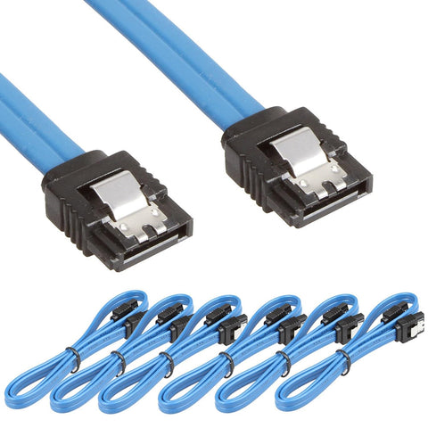 LIANSHU 6Pack Straight SATA III Cable 6.0 Gbps L=24 Inches 6 Gbps Data (6Pack Blue)