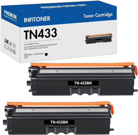 TN433BK Toner Cartridge 2-Pack Black High Yield Compatible Replacement for Brother TN433 TN-433 TN 433 for Brother MFC-L8900Cdw HL-L8360Cdw HL-L8260Cdw HL-L8360Cdwt 8900Cdw 8360Cdw Printer