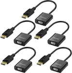 Moread DisplayPort (DP) to VGA Adapter, 5 Pack, Gold-Plated Display Port to VGA Adapter (Male to Female) Compatible with Computer, Desktop, Laptop, PC, Monitor, Projector, HDTV - Black