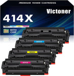 414X 414A Toner Cartridges High Yield 4 Pack (with Chip) Compatible Replacement for HP 414X 414A W2020X for HP Laserjet Color Pro MFP M479fdw M454dw M479fdn M454dn Ink (Black Cyan Magenta Yellow)