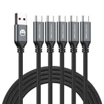 Short USB Type-C Cable 5pack 12inch Fast Charging 3A Rapid Charger Quick Cord, Braided Type C to A Cable for Galaxy S10 20 9 8 Plus a10e,Note 10 9 8,LG V50 V40 G8 G7(1foot, Grey)