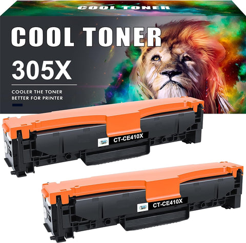 Cool Toner Compatible Toner Cartridge Replacement for HP 305A 305X CE410X CE410A Pro 400 M451dn M451nw M475dn M451dw m475dw 300 Color M351a M375nw Printer Ink (Black, 2 Pack)