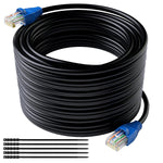 Cat5e Outdoor Ethernet Cable 250 Feet, Cat 5e Heavy Duty Internet Network LAN Cable, More Flexible Than Cat 6, Waterproof, PVC & LLDPE UV Double Jackets for in Wall, Direct Burial, Router, POE, Indoor