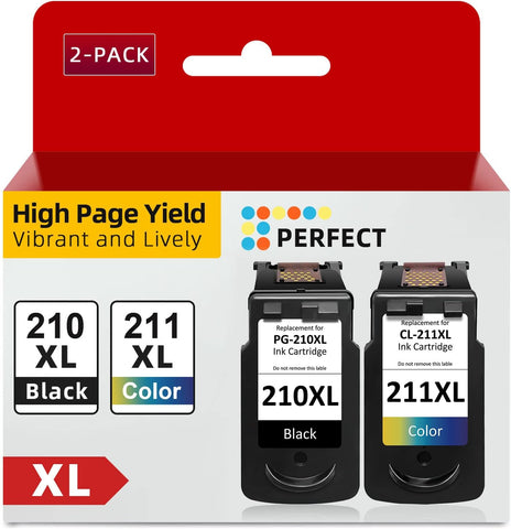 PG-210XL/ CL-211 XL Replacement for Canon Ink Cartridges 210XL and 211XL Combo Pack Fit for Pixma MX410 MP495 MX340 MP250 MX320 MP490 MP499 MX350 MX330 ip2702 MP480 MX420 IP2700 MX360 Printer (2 Pack)