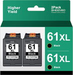 61XL Black Ink Cartridges High Yield Replacement for HP 61XL Ink Work with Envy 4500 5530, Deskjet 2540 1056 1510 1000 1010, Officejet 4630 2620 4635 Series Printer (2 Black)