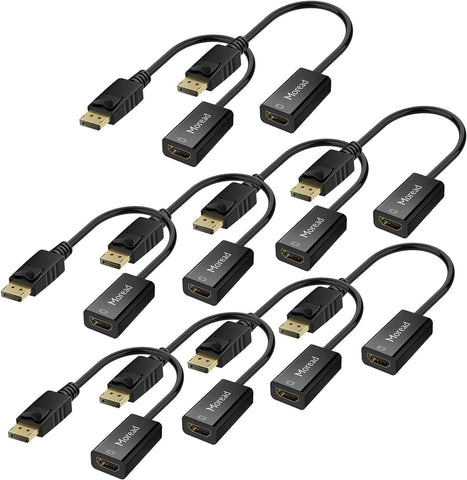 Moread DisplayPort (DP) to HDMI Adapter, 10 Pack, Gold-Plated Uni-Directional Display Port PC to HDMI Screen Converter (Male to Female) Compatible with HP, Dell, Lenovo, NVIDIA, AMD & More, Passive