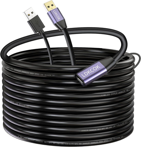 LDKCOK USB 2.0 Type A Male to A Female Active Repeater Extension Cable 30ft, High Speed 480 Mbps