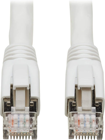 Tripp Lite Cat8 Snagless Ethernet Cable, 25G/40G Certified Network Patch Cable, 22 AWG S/FTP, PoE, White, 50 ft. (N272-050-WH)