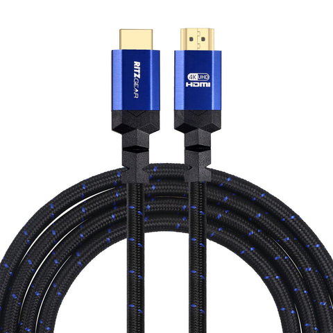 4K HDMI 2.0 Cable 4 ft. [5 Pack] by RitzGear. 18 Gbps Ultra High Speed Braided Nylon Cord & Gold Connectors - 4K@60Hz/UHD/3D/2160p/1080p/ARC & Ethernet. Compatible with UHD TV/Monitor/PC/PS5/Xbox