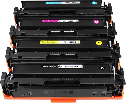 206X Toner Cartridges 4 Pack High Yield Compatiable with M255dw, M283fdw, M283cdw, m282nw Printer, Replacement for 206A W2110 W2111 W2112 W2113, No Chip