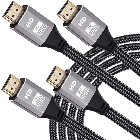 8K HDMI Cable 15 Ft, 2 Pack Ultra High Speed Braided HDMI 2.1 Cord Support 48gbps 8K 60Hz 4K 120Hz 144Hz HDR eARC HDCP 2.2 2.3 for Gaming Compatible with PS4 PS5 Dolby Vision Roku Samsung QLED TV