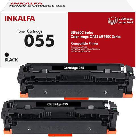 055 055H Black Toner Cartridge 2 Pack Compatible Replacement for Canon 055 055H for Canon Color ImageCLASS MF743Cdw MF741Cdw MF743 MF741 MF746Cdw MF740C MF745Cdw LBP664Cdw Printer Ink