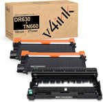 v4ink Compatible DR-630 TN-660 Set Replacement for Brother DR630 Drum TN660 Toner (1D+ 2T Set) for Brother HL-L2300D L2320D L2340DW L2360DW MFC-L2700DW L2720DW L2740DW Tray_Toners_Cartridges_Printer