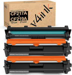 v4ink 3PK Compatible Replacement for HP 17A 19A CF217A Toner Cartridge CF219A Drum Black Ink Set for HP Pro MFP M130fw M130nw M130fn M130a M102w M102a Printer (1 Drum + 2 Toners)