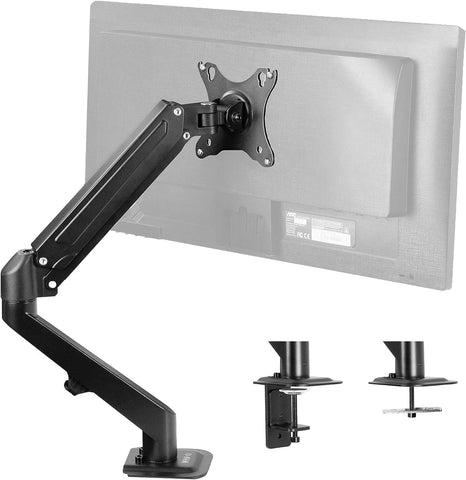 VIVO Articulating Single 17 to 27 inch Pneumatic Spring Arm Clamp-on Desk Mount Stand, Fits 1 Monitor Screen with Max VESA 100x100, Black, STAND-V101O