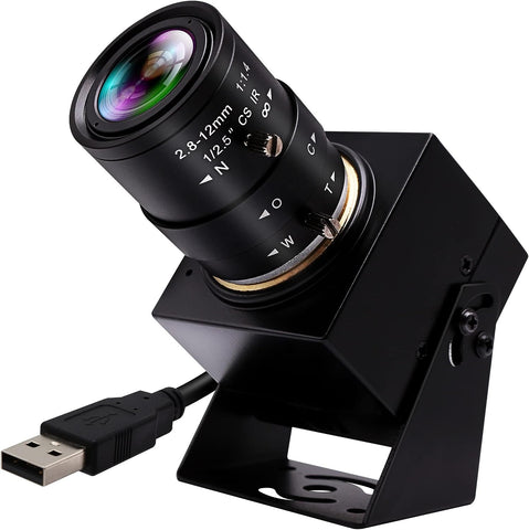 IFWAETR 4K USB Camera 4X Optical Zoom Camera with 2.8-12mm Variable Manual Lens,2160P Ultra HD Close-up USB Camera with IMX415 Sensor Lightburn Industrial Camera for Laptop,Raspberry Pi,Jetson Nano
