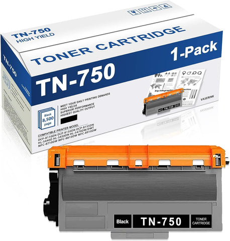 VASERINK TN750 TN-750 Toner Cartridge 1 Pack Black TN750 Compatible Replacement for TN750 Toner Cartridge HL-5440D 5450DN 5470DW/DWT DCP-8110DN 8150DN 8155DN MFC-8710DW 8810DW Printer