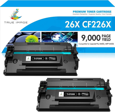 TRUE IMAGE CF226X 26X Compatible Toner Cartridge Replacement for HP 26X CF226X 26A CF226A Laserjet Pro M402n M402dn MFP M426fdw M426fdn M426dw M402 M426 Printer Ink High Yield (Black, 2-Pack)