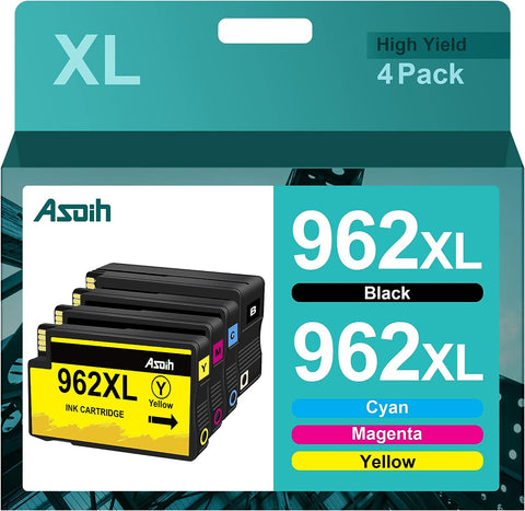 962XL Ink Cartridges Combo Pack to use for HP 962XL Ink Cartridges Combo Pack, for HP 962 Ink Cartridges Compatbile for HP officejet pro 9010, 9015, 9020, 9025, 9018 Printer, 4-Pack