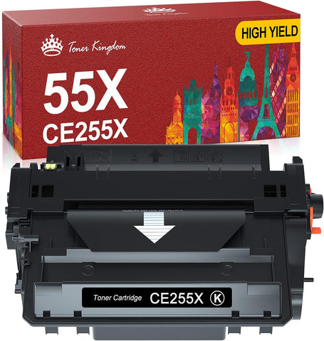 Toner Kingdom Compatible 55X Toner Cartridge Replacement for 55X 55A CE255X CE255A Black Toner for Laserjet Enterprise P3015dn P3015n P3015x P3015 Pro MFP M521dn M525dn M525c M525 Printer-1 Pack