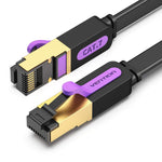 VENTION Cat 7 Ethernet Cable RJ45 Flat FTP Gold Plated High Speed Gigabit 10Gbps Shielded, and Compatible Patch Cord LAN Cable for Gaming, Computers, Modem and Routers