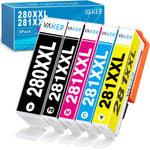 VAKER Compatible Ink Cartridge Replacement for Canon PGI-280XXL CLI-281XXL 280 XXL 281 XXL Use in PIXMA TR7520 TR8520 TS9520 TS9521C TS6320 TS6220 TS6120 TS8120 Printer (5 Packs)