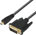 XMSJSIY Micro HDMI to DVI Adpter Cable, Micro HDMI Male to DVI 24+1 DVI-D Cable Connector for Monitor/Display/Projector Video Converter Cord-1.8M(Male)