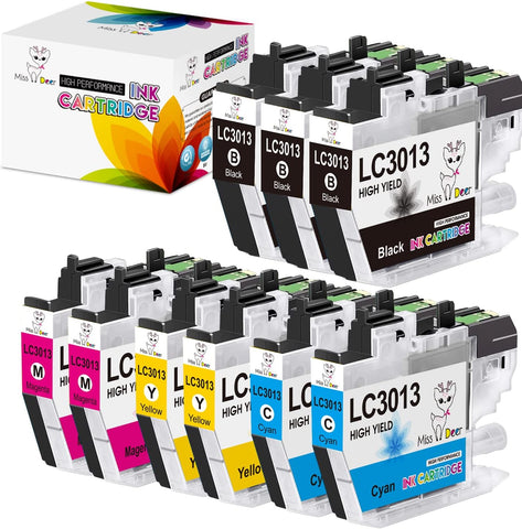 Miss Deer LC3013 Ink Cartridges BK/C/M/Y Compatible Replacement Ink for Brother LC 3013 LC3011 High Yield for MFC-J491DW MFC-J895DW MFC-J690DW MFC-J497DW Printer(3BK,2C,2M,2Y)