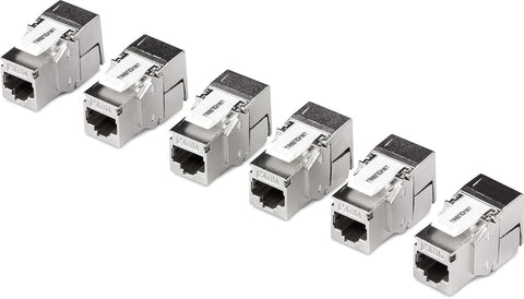 TRENDnet Shielded Cat6A RJ45 Keystone Jack 6-Pack Bundle, Use with The TC-KP24S Shielded Blank Keystone Patch Panel (Sold Separately), Silver, TC-K06C6A