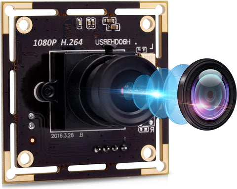 IFWATER USB Camera Module 2MP with IMX323 Sensor Webcam, H.264 and 0.01LUX Low Illumination USB Camera with Microphone,1080P 3.6mm Lens USB Camera 3.3ft/1m Cable for Windows,Linux,Android and Mac OS