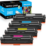 LeciRoba Compatible 206X (with Chip) Toner Cartridges High Yield Replacement for HP 206X W2110X 206A W2110A for HP Pro MFP M283 M283FDW M255 M255DW M283CDW Printer (Black Cyan Yellow Magenta)