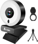 A-TION Streaming Webcam with Microphone and Ring Light, 1080P Plug and Play Web Camera with Privacy Cover, Auto-Focus, Adjustable Brightness, for Game Streaming/Video Conferencing/Zoom/Skype/YouTube