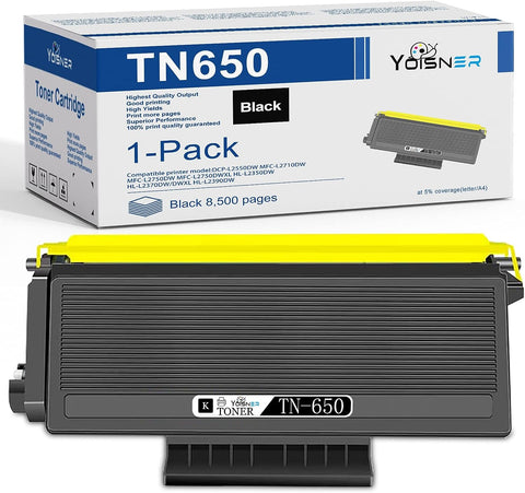 TN650 1 Pack Black Toner Cartridge TN-650 High Yield Toner Cartridge Compatible YOISN Replacement for Brother TN 650 DCP-8080DN DCP-8085DN HL-5350DN HL-5370DW MFC-8480DN MFC-8690DW MFC-8890DW Printer