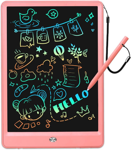 EooCoo LCD Writing Tablet, 10 Inch Doodle Board, Colorful Electronic Drawing Tablet Gifts for 3-7 Years Old Kids, Drawing Pad Toys for Boys Girls, Toddler Educational Learning Travel, Pink