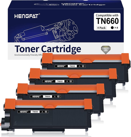 HENGFAT 4-Pack TN660 Toner Cartridge Black Compatible Replacement for Brother TN660 TN630 for HL-L2380DW HL-L2300D HL-L2320D HL-L2340DW MFC-L2700DW MFC-L2720DW MFC-L2740DW DCP-L2540DW Printer