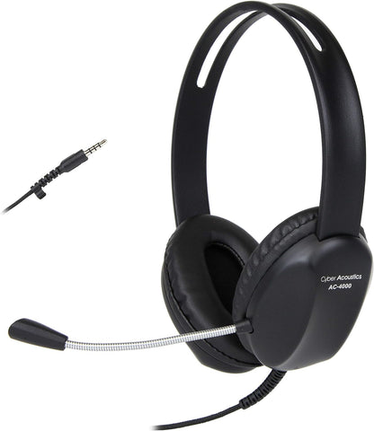 Cyber Acoustics 3.5mm Stereo Headset with Headphones and Noise Cancelling Microphone - 20 Pack - for PCs, Tablets, and Cell Phones in The Office, Classroom or Home (AC-4000-20)