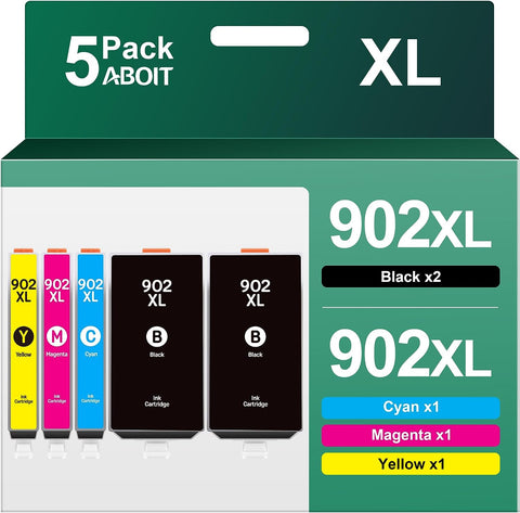 902XL High-Yield Ink Cartridge | Compatible for HP OfficeJet 6978, 6968 Series, HP OfficeJet Pro 6960, 6970 Series | Replacement for HP 902 Ink Cartridges | 5-Pack