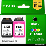 61XL Printer Ink Replacement for HP 61 Ink Cartridges Black/Color Combo Pack,Fit for HP Envy 4500 5530 4502 5535 5534 Officejet 4630 4635 Deskjet 1000 1056 1510 1512 1010 1055 Printer (2 Pack)