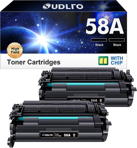 58A HP Toner Cartridge Black Replacement for HP CF258A 58A 58X CF258X Compatible with MFP M428fdw M428fdn M428dw M404 M428 Pro M404n M404dn M404dw Printer High Yield (with Chip, 2 Black)