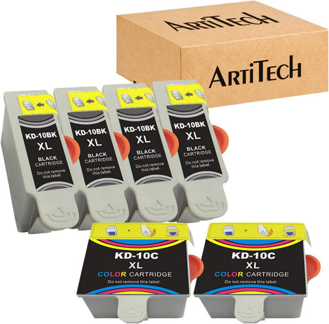 ARTITECH Replacements for Kodak 10XL 10B 10C Compatible Ink Cartridge (4 Black, 2 Color) Use for Kodak 5100 5300 5500 ESP3250 ESP5250 ESP3 ESP5 ESP7 ESP9 Hero 7.1, 9.1 Printers