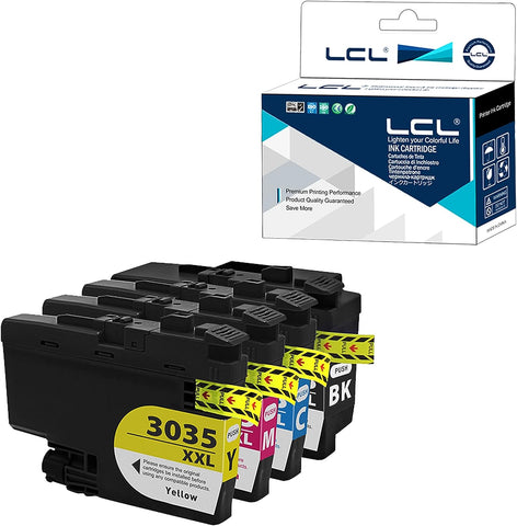 LCL Compatible Ink Cartridge Pigment Replacement for Brother LC3035 XXL LC3035XXL LC3035BK LC3035C LC3035M LC3035Y MFC-J995DW MFC-J995DW XL MFC-J815DW XL MFC-J805DW (4-Pack Black Cyan Magenta Yellow)