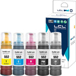 LCL Compatible Refill Ink Bottle Replacement for 552 T552 T552120 T552220 T552320 T552420 T552520 T552920 ET-8500 ET-8550 (5-Pack PBCMYGY)