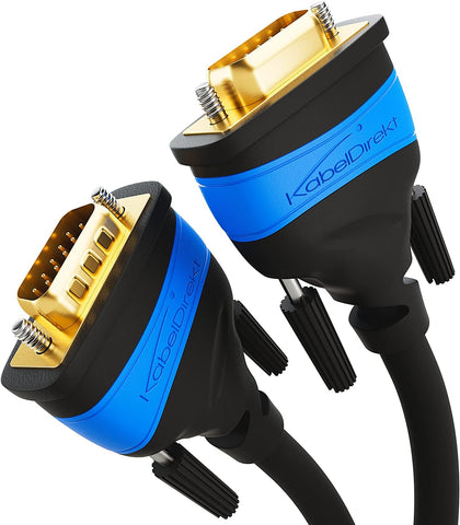 KabelDirekt – 10 ft – VGA Cable for Maximum Video Quality Thanks to high-Purity Copper Conductors (Full HD, VGA to VGA, Connects Computers to Screens/projectors, 15-pin D-Sub, Monitor Cable, Black)