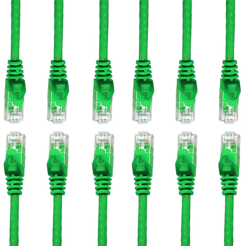 Cat6 Ethernet Cable 1ft (10-Pack) - SnagLess - UTP - 24AWG - 550Mhz - Cat6 Patch Cable, Cat 6 Patch Cable, Cat6 Ethernet Cable, Network Cable, Internet Cable - Green