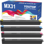 YOUTOP 4PK MX-31NTBA MX-31NTCA MX-31NTMA MX-31NTYA Toner Cartridge Compatible for Sharp MX-2600N 3100N 4100N 4101N 5000N 5001N