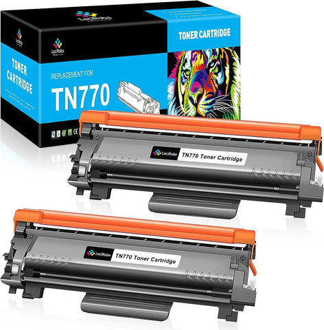 LeciRoba Compatible TN770 Toner Cartridge High Yield Replacement for Brother TN770 TN-770 TN730 Toner Cartridge for HL-L2370DW HL-2370DWXL MFC-L2750DW MFC-L2750DWXL Printer (Black, 2-Pack)