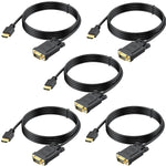 UVOOI HDMI to VGA Cable 3.3 Feet 5-Pack, HDMI to VGA Adapter Cable for Monitor 1080P HD Video Cord Compatible with Raspberry Pi, Roku, Computer, Laptop, Projector, HDTV