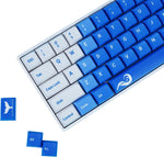 Geeksocial (Only Keycaps) 104+24 Blue XDA Keycaps Set White Blue PBT Dye Dye-subbed ANSI ISO Layout Compatible GK61 64 68 84 87 104 108 Mechanical Keyboards (Sea Ripples)